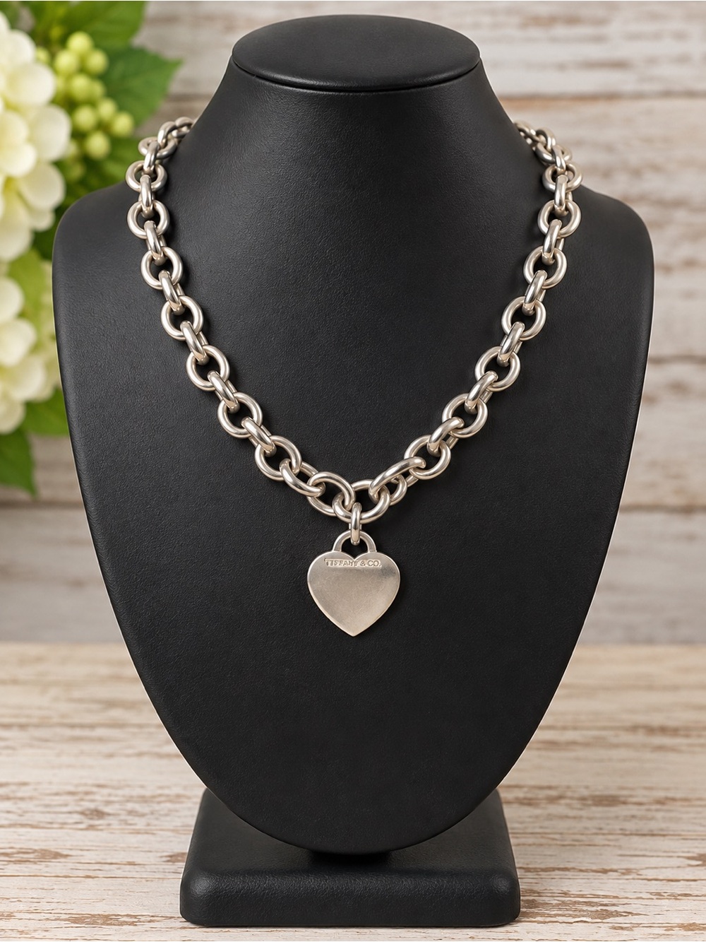 Tiffany & Co. Heart Tag Toggle Necklace 16” Sterling Silver 925